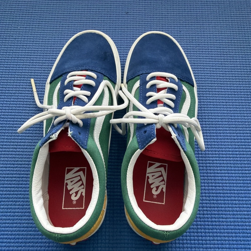 Vans Old Skool Platform Sneakers Men's 7.5/ Women's 9 Colorblock Blue Green Red - Picture 7 of 9